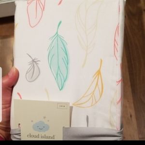 Cloud Island fitted crib sheet-- feathers